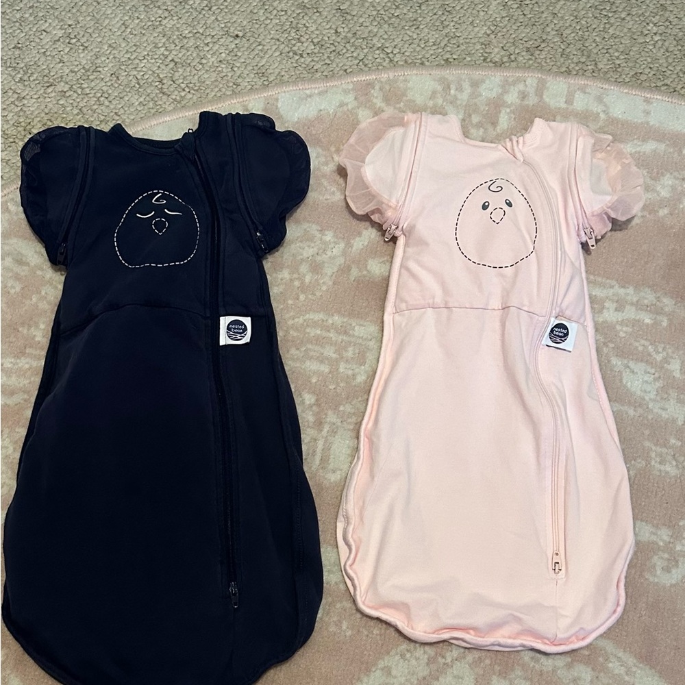 Nested Bean Pink and Navy Infant Swaddles (Bundle, price is for both)